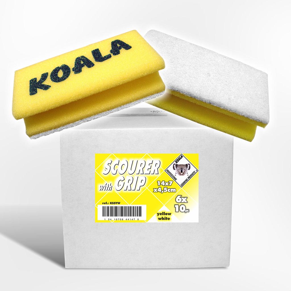 KOALA SCHUURSPONS MET GRIP GEEL/WIT 10ST